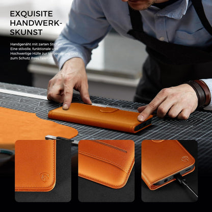 Handyhülle iPhone 12 Pro Klapphülle Orange RFID NFC - EASDNB