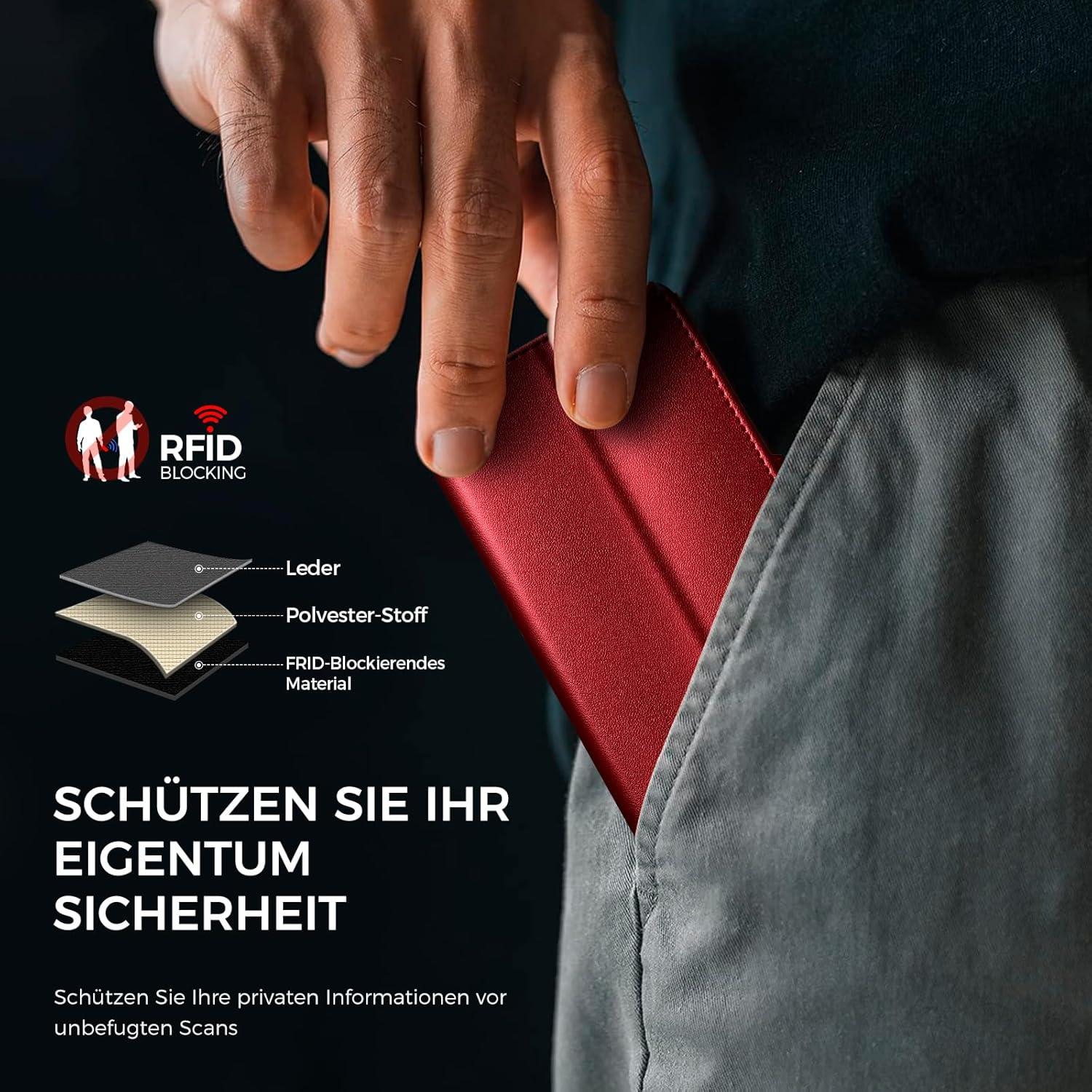 EASDNB Samsung Galaxy S24 Ultra Hülle Leder Wallet 5G Rot