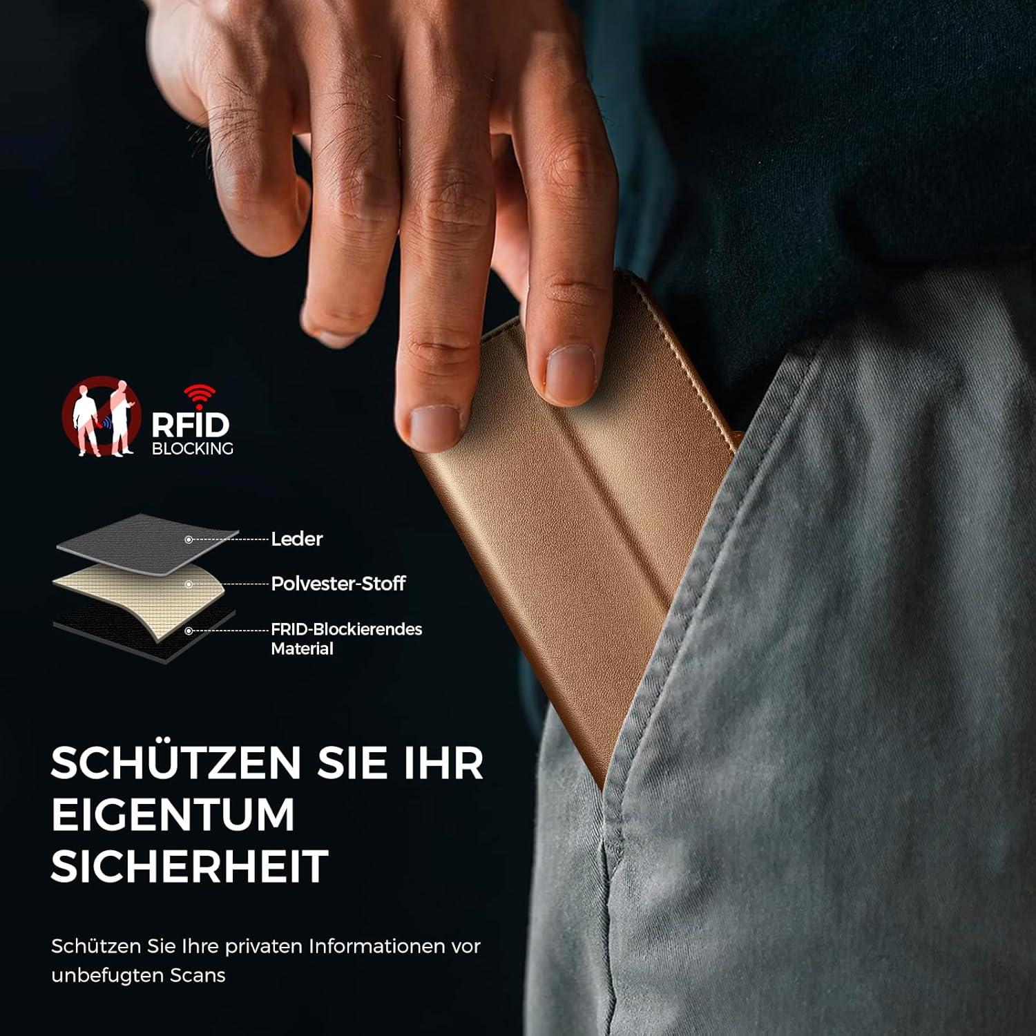 EASDNB iPhone 15 Handyhülle. Panzer Schutz Glas, Kartenfächer, RFID Blocker, Standfunktion, Klapphülle Lederhülle