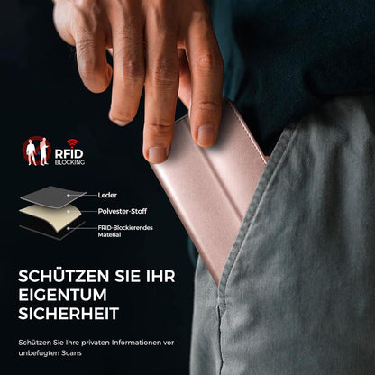 EASDNB Handyhülle iPhone 14 Klapphülle RFID Blocker Roségold