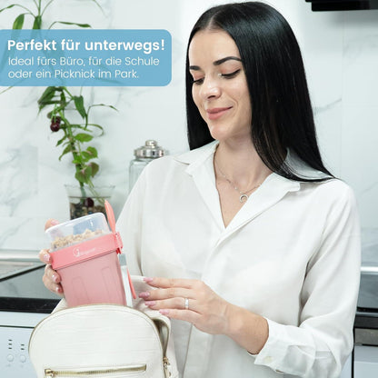 Bugucat Müslibecher to Go 660ML+260ML Yoghurtbecher Lunchpot Blau