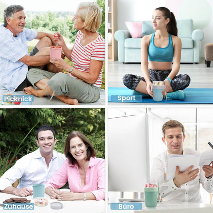 Bugucat Müslibecher to Go 660ML+260ML Yoghurtbecher Lunchpot Blau