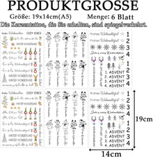 Kerzentattoos Weihnachten Rub on Sticker A5, DIY Kerzenfolie