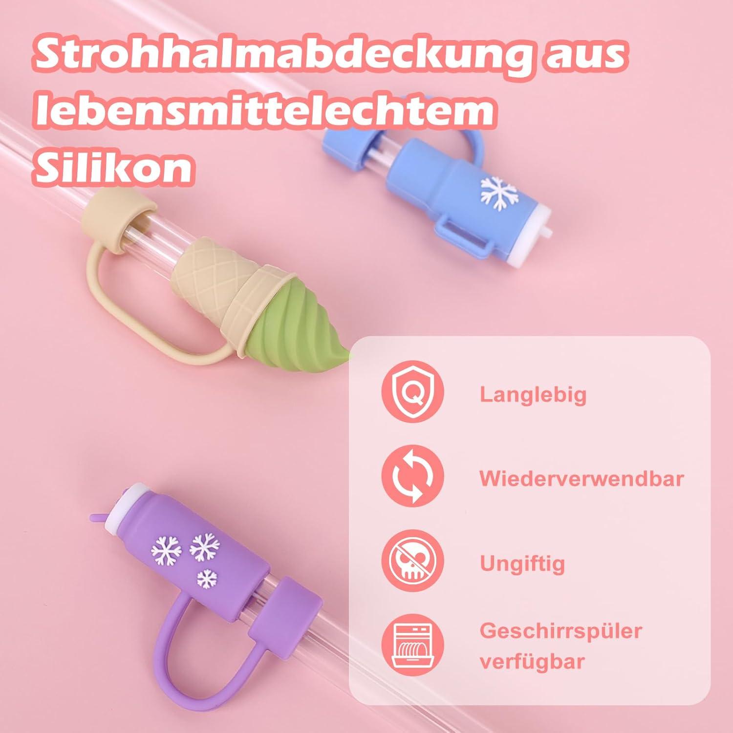 GADITIEK 8Stück Strohhalm Abdeckung für Stanley Cup, Staubdichtes Silikon Zubehör 10mm