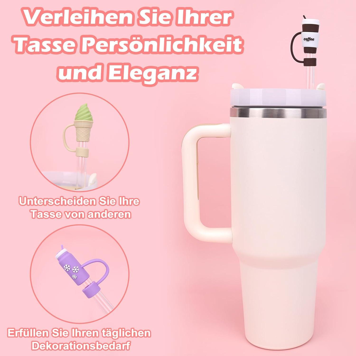 8Stück Strohhalm Abdeckung 10mm Silikon für Stanley Cup, Staubdicht