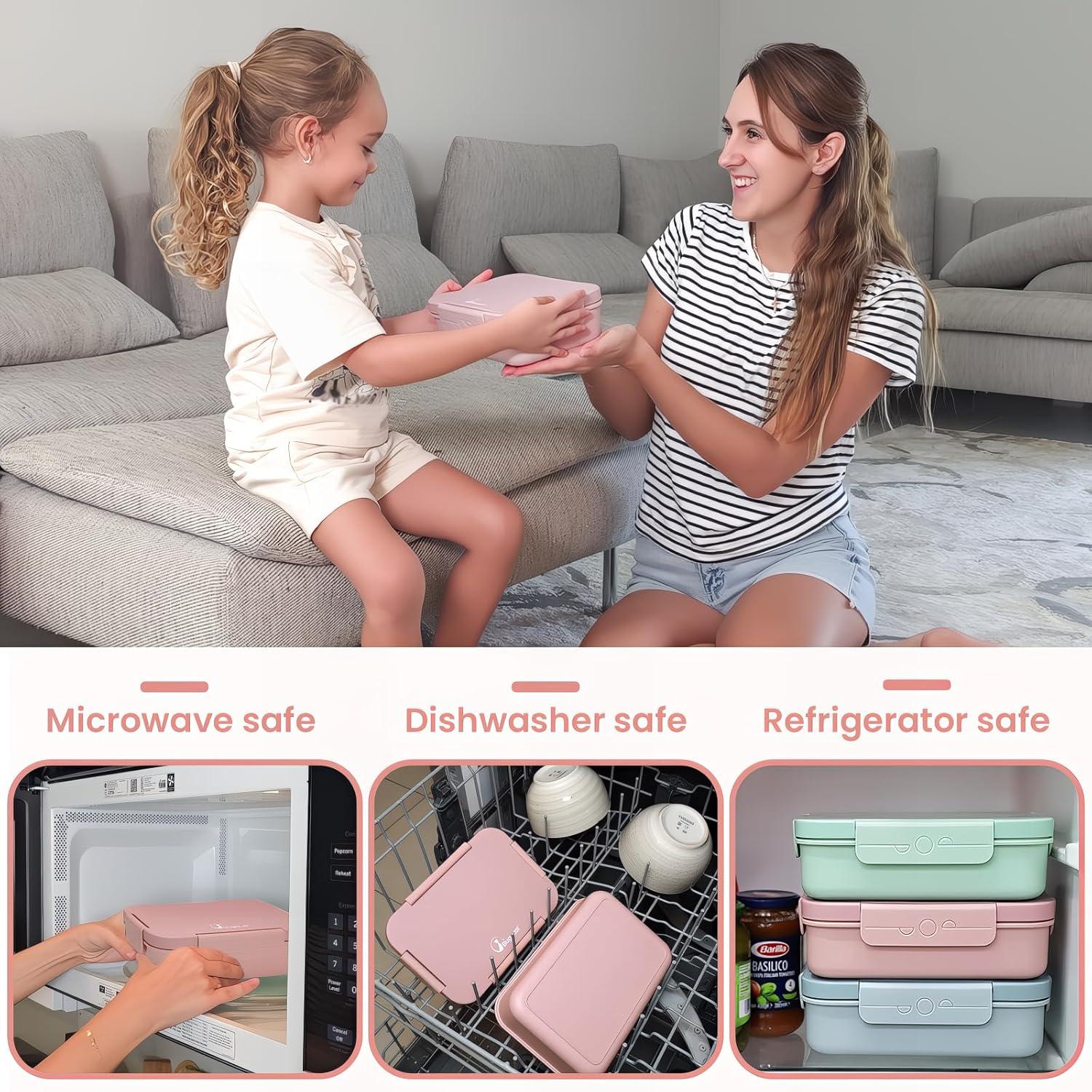 Brotdose Kinder 1300ML Lunchbox Auslaufsicher 4 Fächer Bento Box Blau