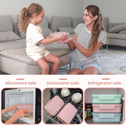 Brotdose Kinder 1300ML Lunchbox Auslaufsicher 4 Fächer Bento Box Blau