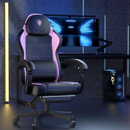 Ergonomischer Gaming Stuhl mit Lendenwirbelstütze, Rosa