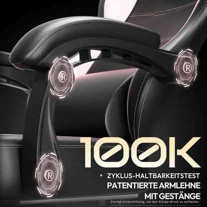 Dowinx Gaming Stuhl Racing Gamer Stuhl, Ergonomischer Gaming Chair PU Leder Verbreiterte Rückenlehne 150KG, Rosa