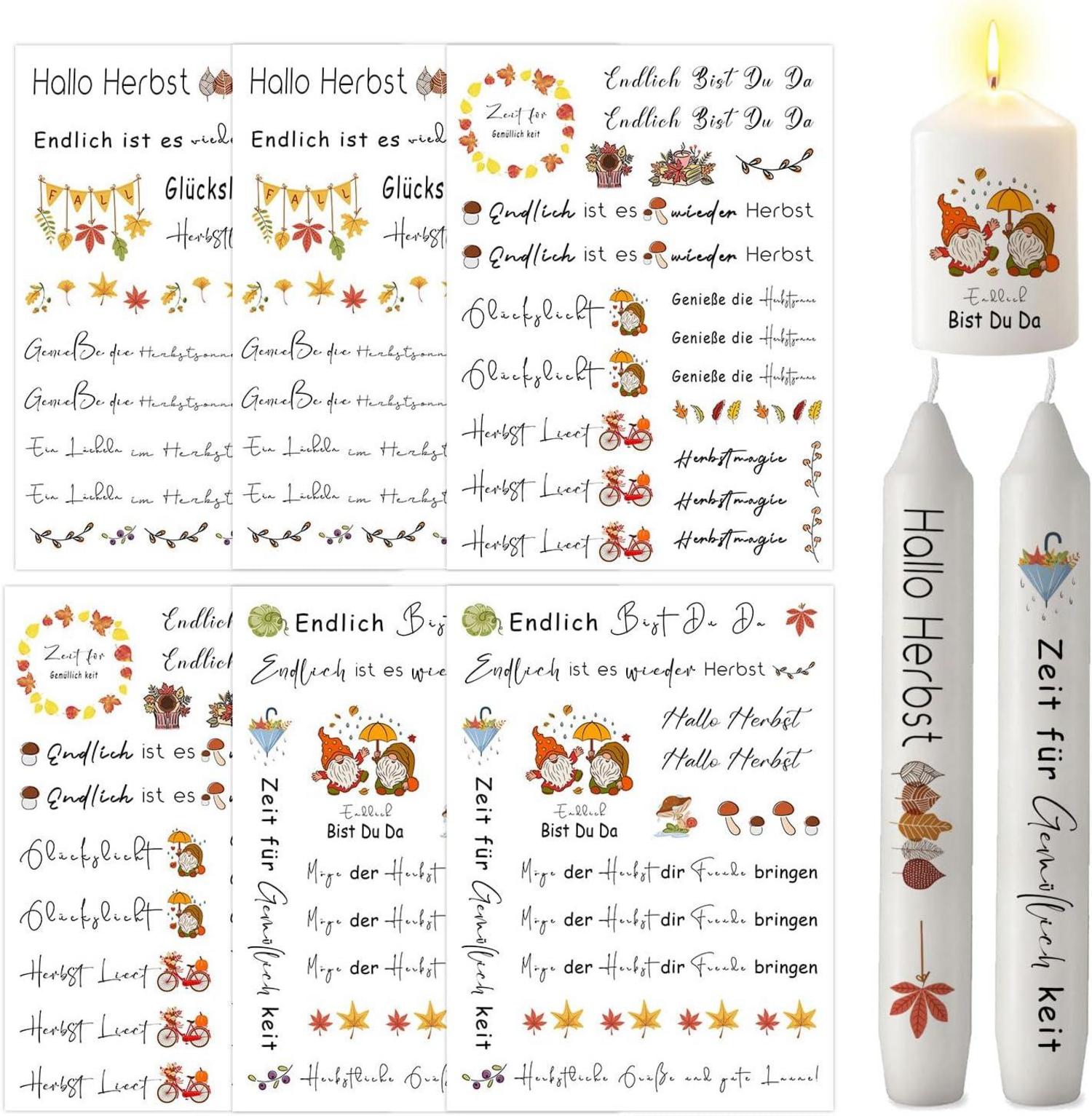 Herbst Herbstkerzen Kerzentattoos Sticker DIY Basteln Kids Geschenk
