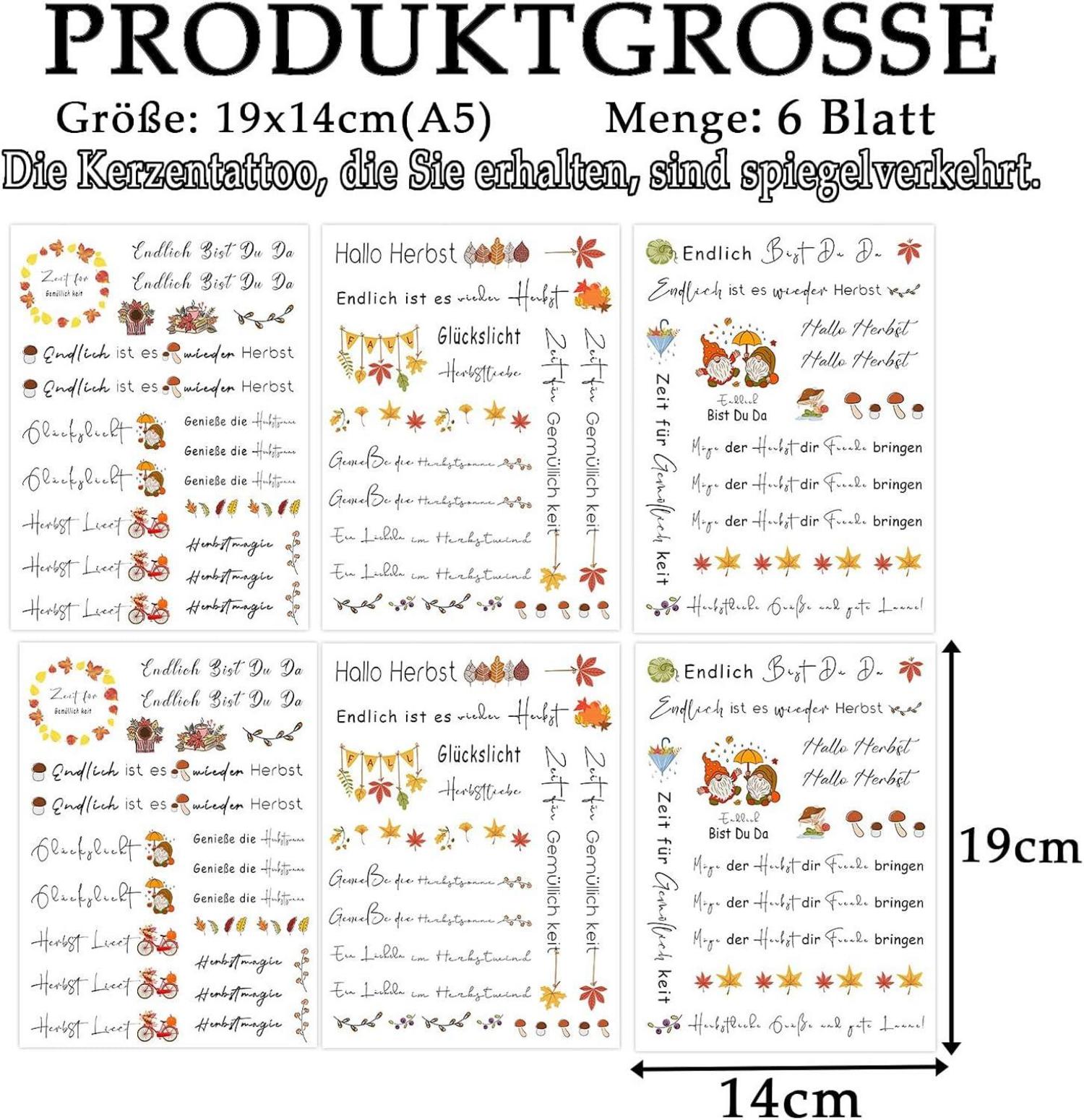 Herbst Kerzentattoos Herbst Dekoration für Kinder Basteln