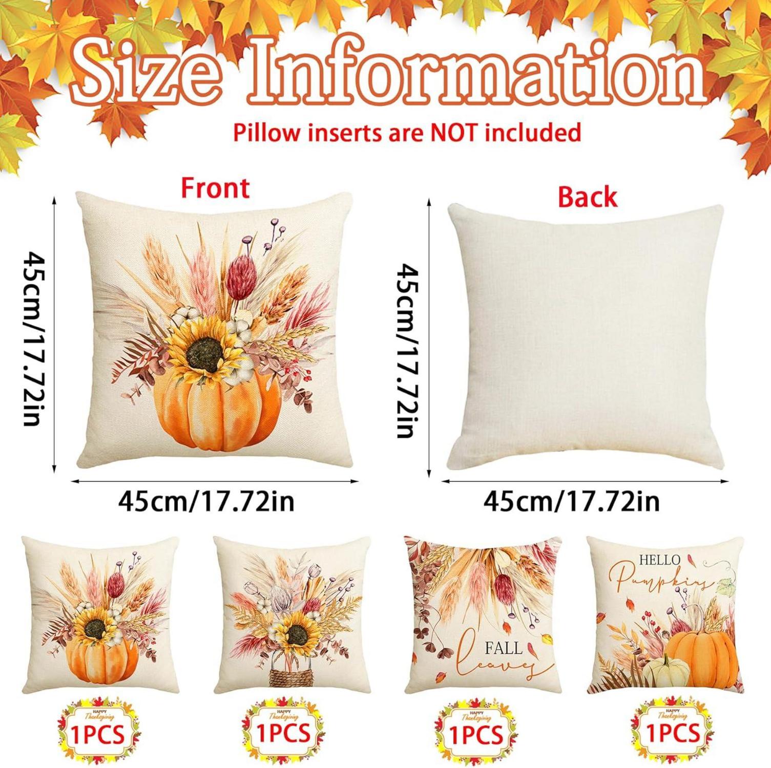 Thanksgiving Kissenbezug Set 45x45cm Baumwolle Leinen Muster
