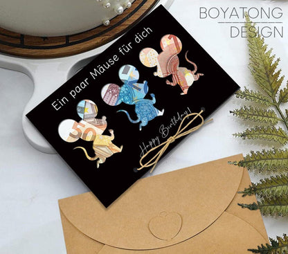 BOYATONG Lustige Geldgeschenk Geburtstagskarte Umschläge Papier 10cm