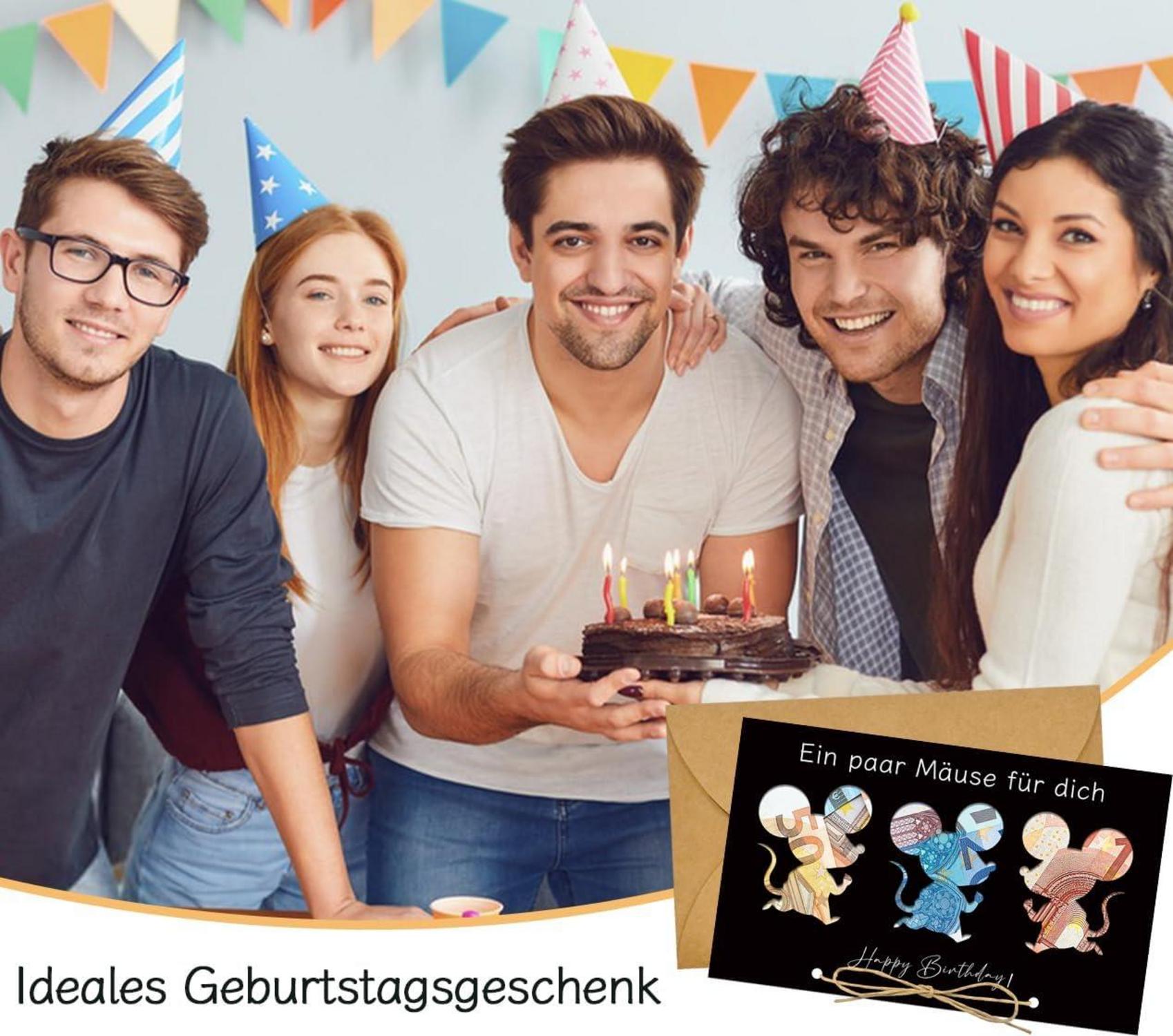 Lustige Geldgeschenkkarte Geburtstag Umschlag 3D Mäuse