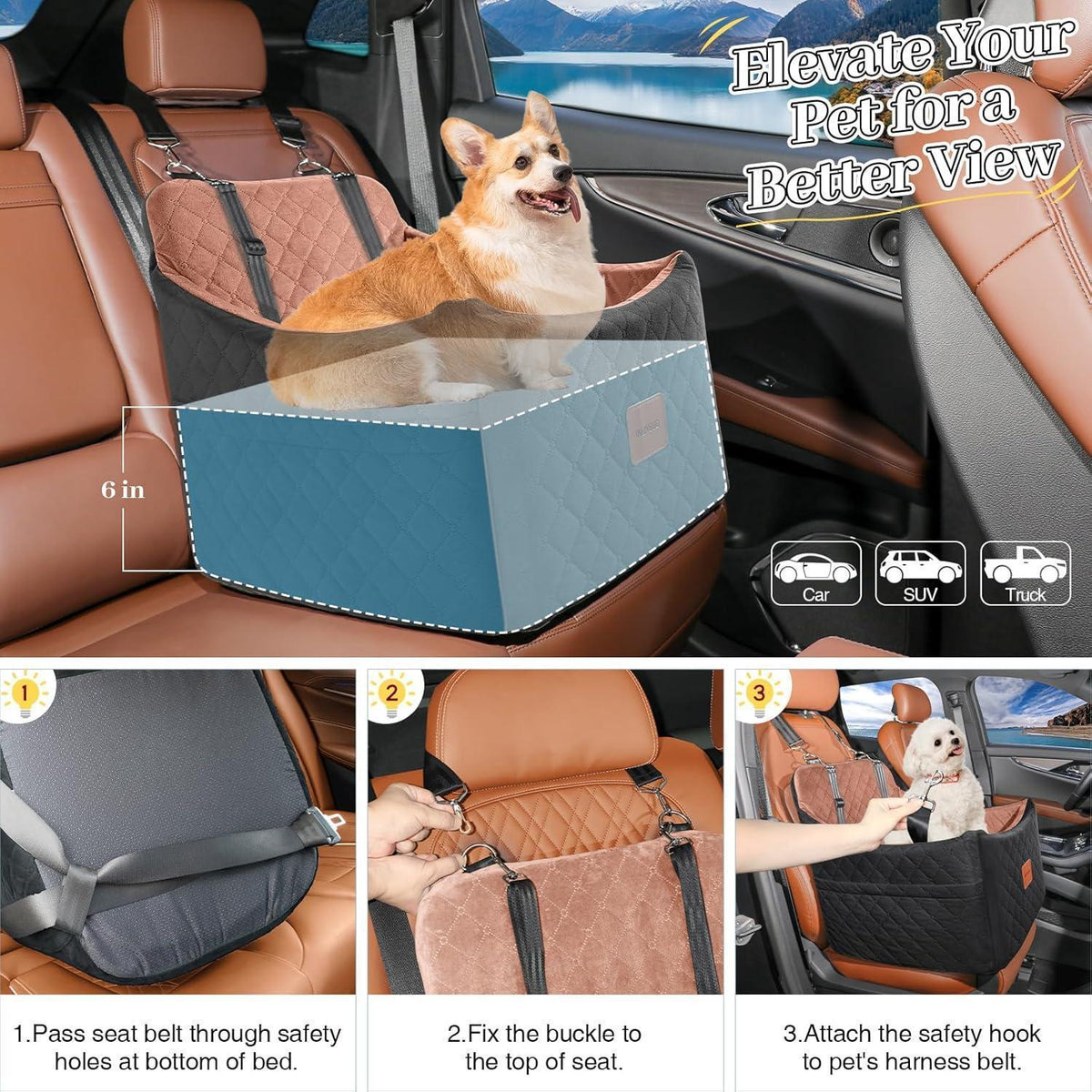 Hunde Autositz mit Tasche & Leine – Bequem & Sicher
