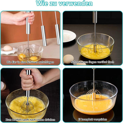 4-teiliges Edelstahl Schneebesen Set mit Eiweißabscheider 26 cm 31 cm 36 cm