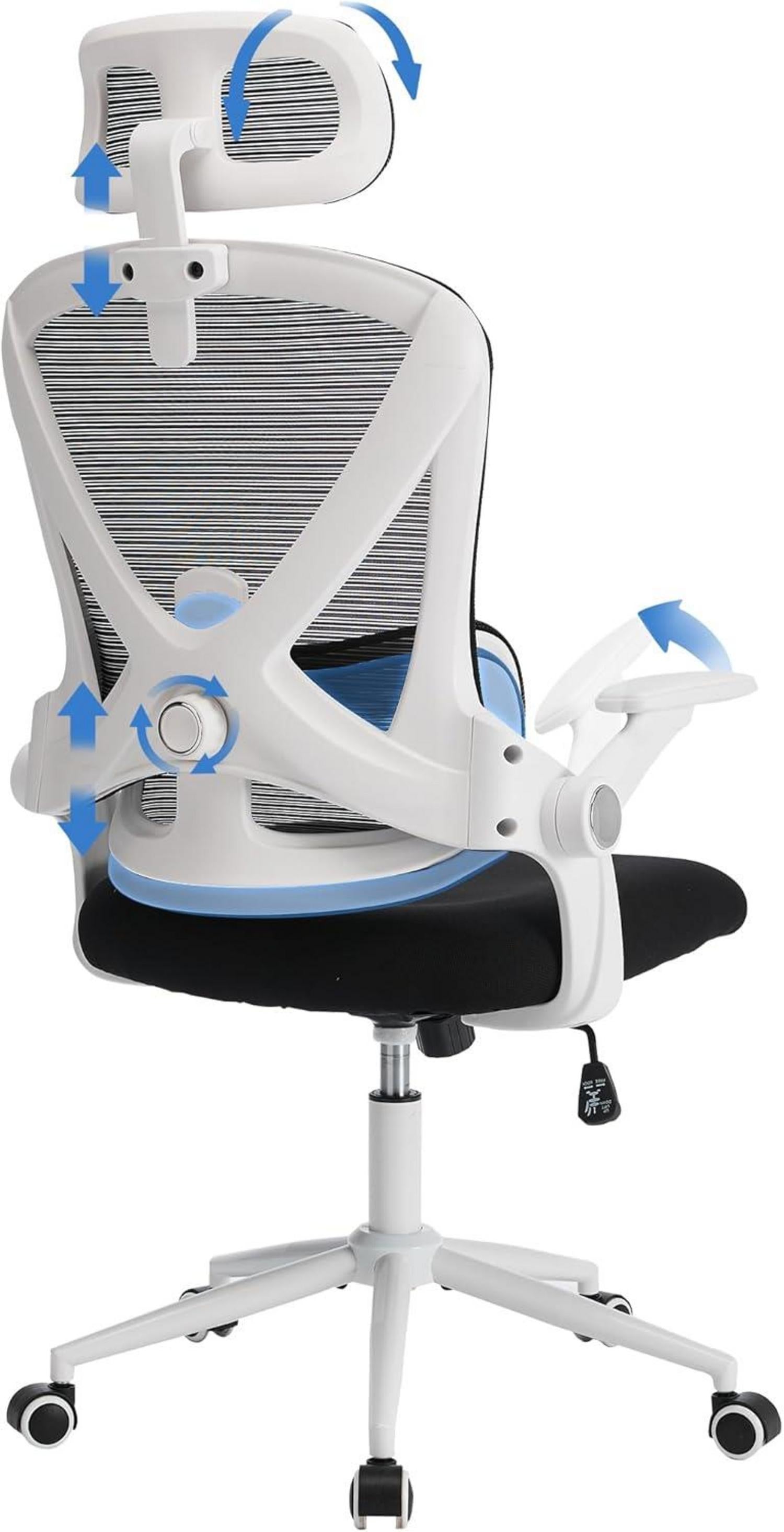 Ergonomischer Bürostuhl mit verstellbarer Kopfstütze und