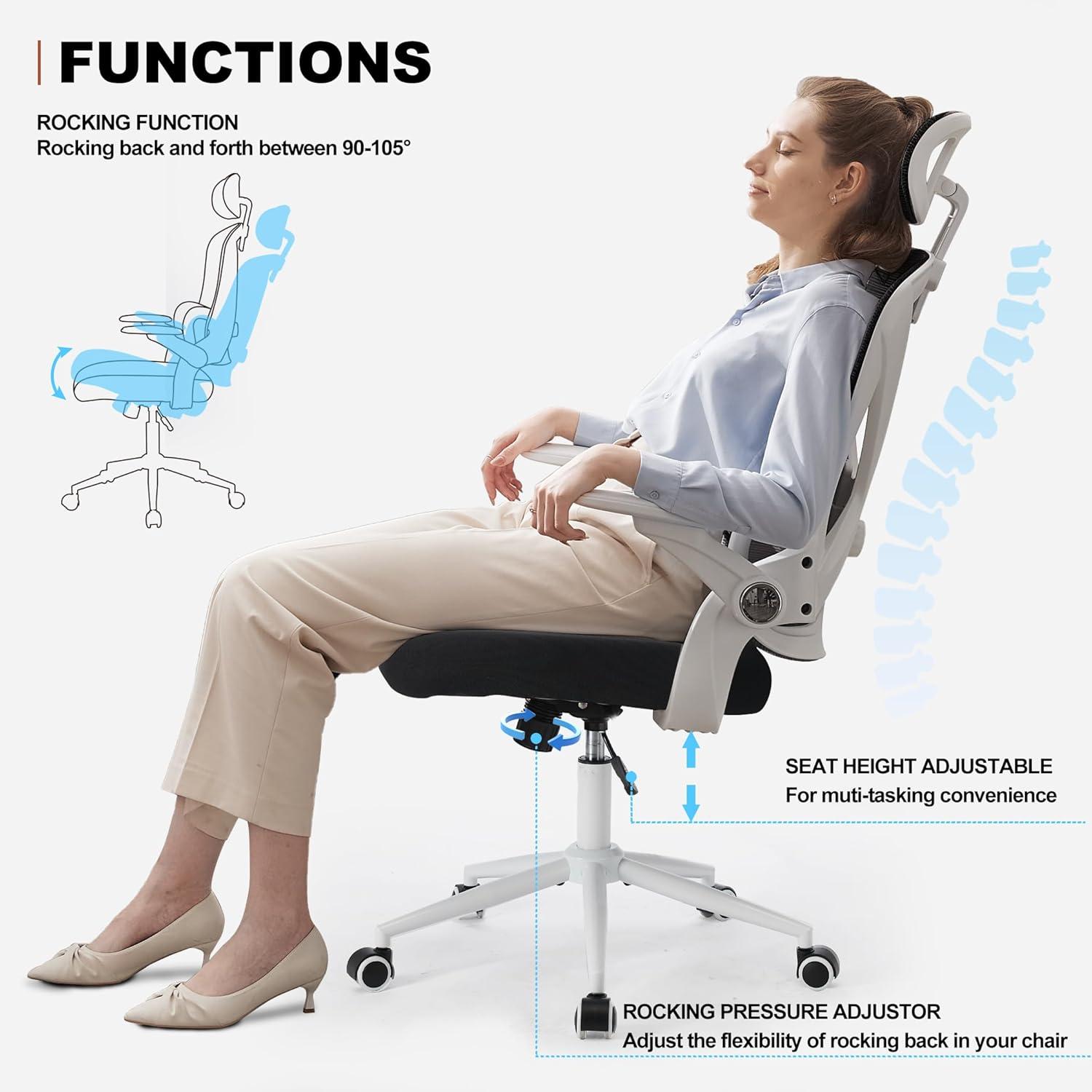 Ergonomischer Bürostuhl 150KG mit Kopfstütze und Lendenwirbelstütze