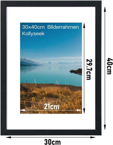 3er Set Bilderrahmen 30x40 cm Schwarz Holz Acrylglas