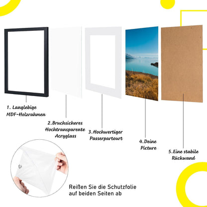 Bilderrahmen Set Schwarz 30x40 cm Acrylglas MDF - 3er