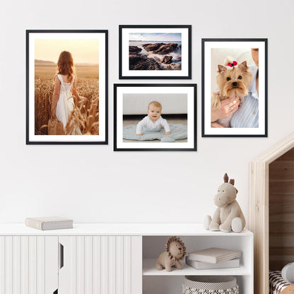 3er Set Bilderrahmen 30x40cm MDF Acrylglas Schwarz Holzrand