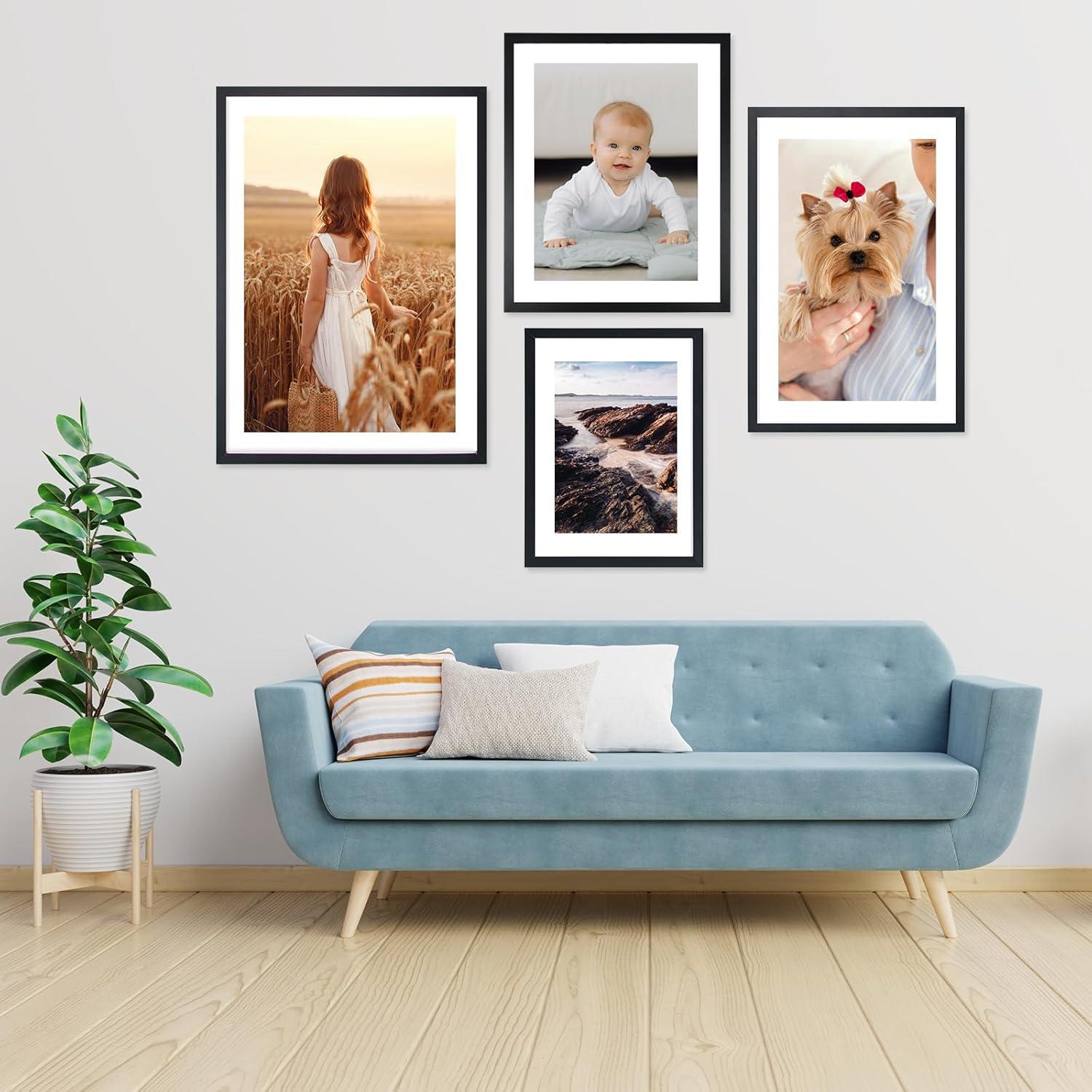Bilderrahmen 3er Set 30x40cm MDF Acrylglas Schwarz
