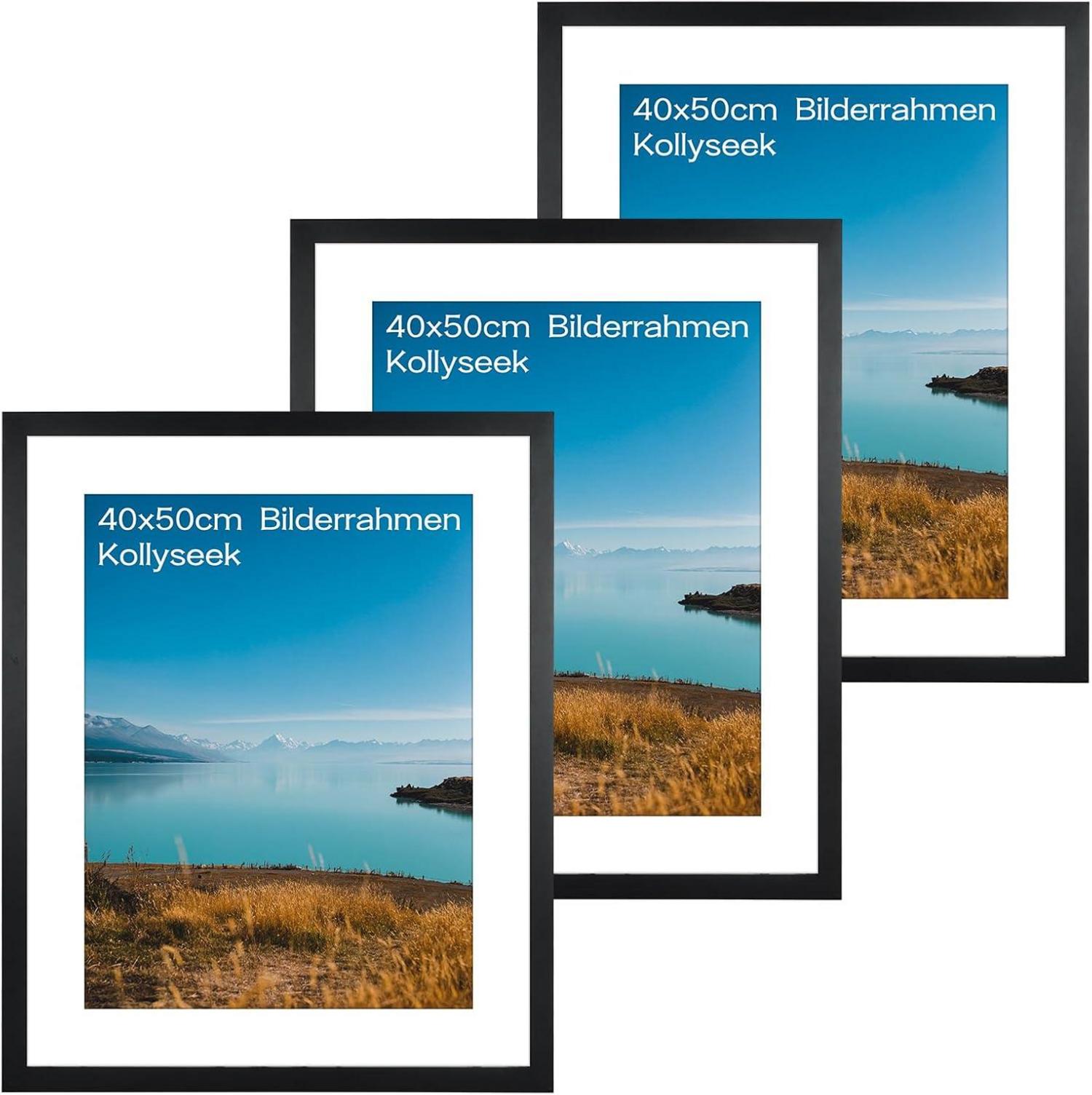 Schwarze Bilderrahmen Set 40x50 cm aus MDF und Acrylglas