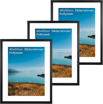 Schwarze Bilderrahmen Set 40x50 cm aus MDF und Acrylglas