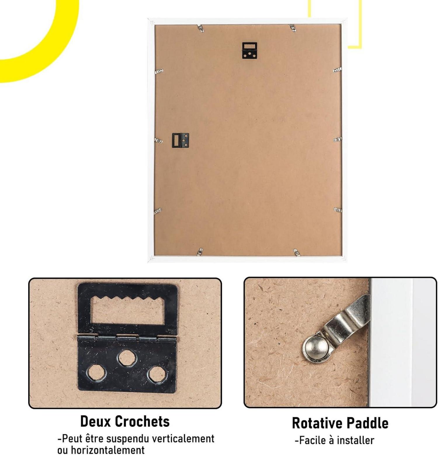 Bilderrahmen 3er Set 40x50cm MDF Acrylglas Weiß Wohnzimmer hängend stehend