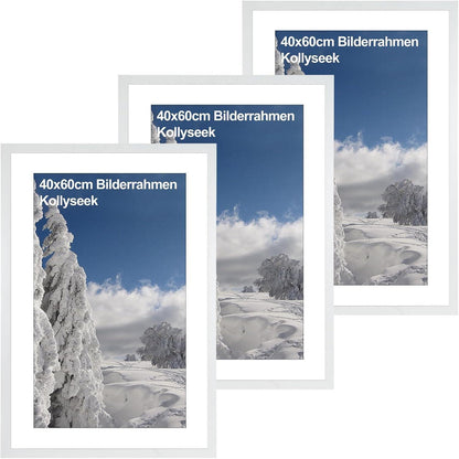 3er Set Bilderrahmen 40x60cm MDF Acrylglas Weiß zum Aufhängen