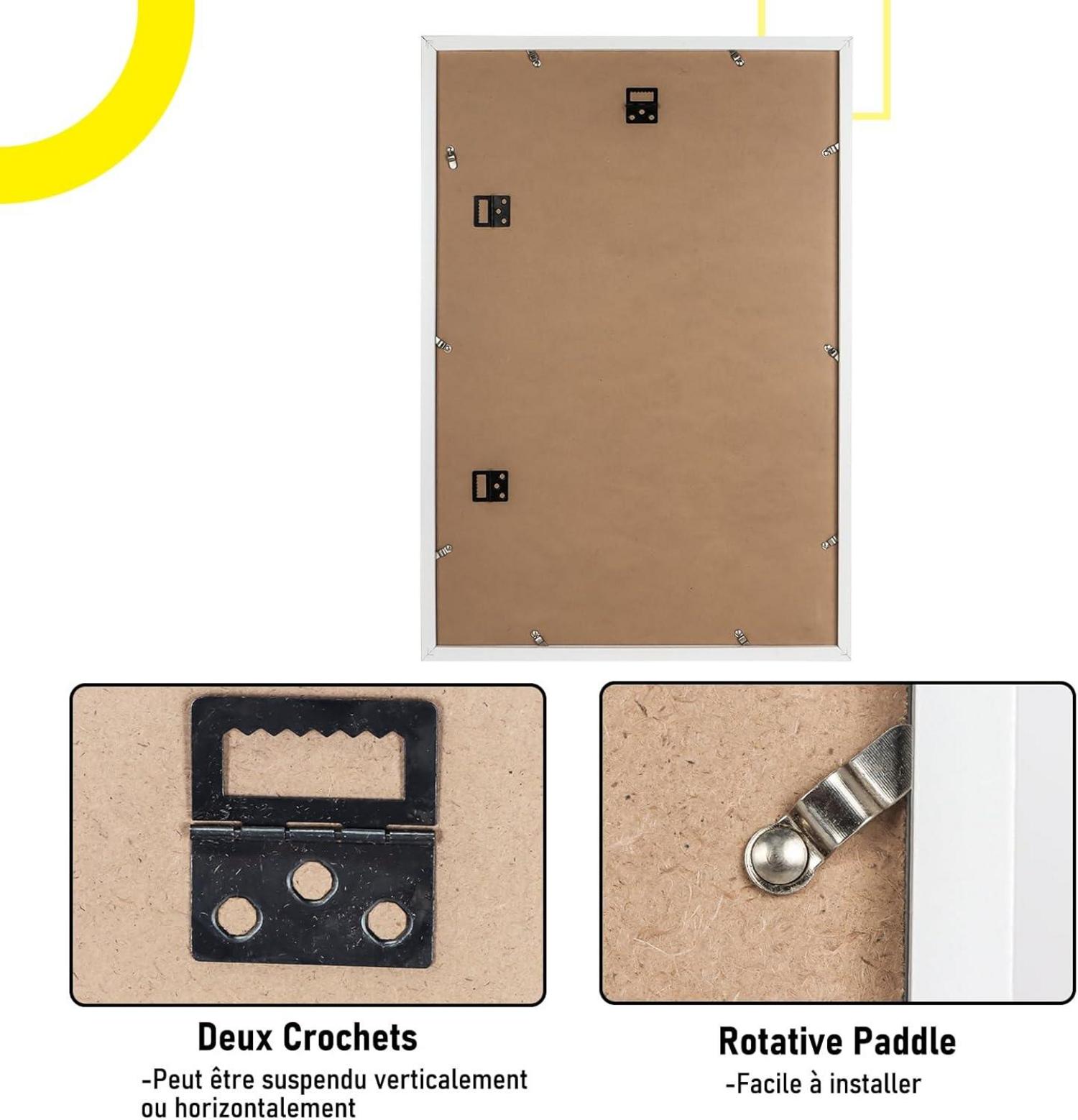 Kollyseek 3er Set Bilderrahmen 40x60 cm Weiß Acrylglas MDF Holzbilderrahmen