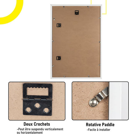 Kollyseek 3er Set Bilderrahmen 40x60 cm Weiß Acrylglas MDF Holzbilderrahmen