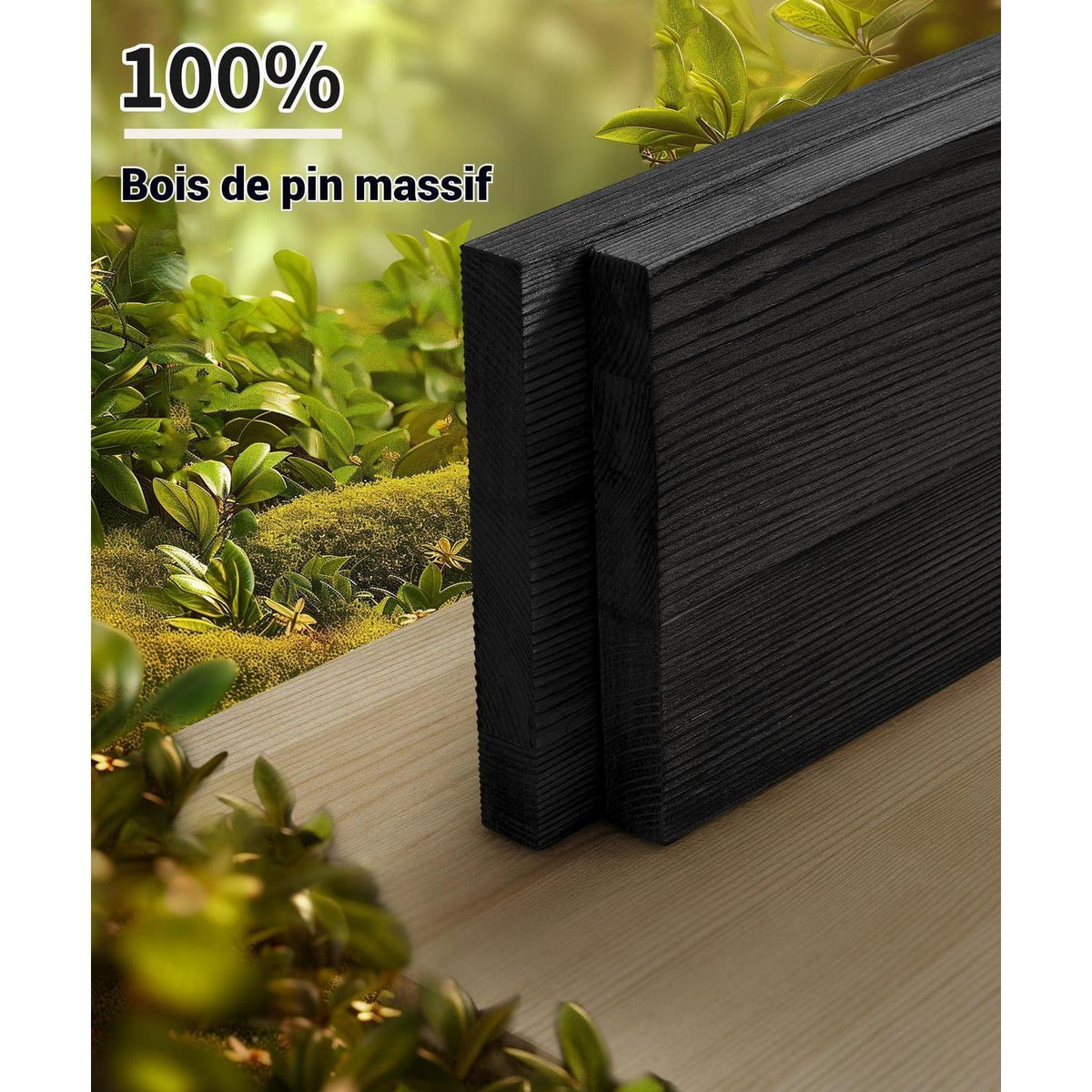 Wandregal Holz Schwarz 60cm 2er Set mit U-Halterung