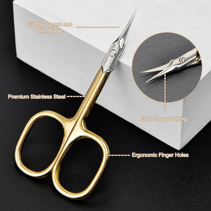 Professionelle Nagelhautschere mit gebogener Spitze aus Edelstahl