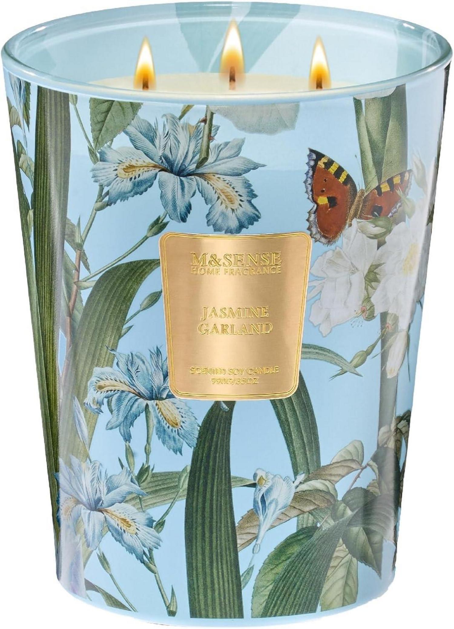 Jasmin Duftkerze im Glas groß 3 Dochte 990g, 150h Brenndauer