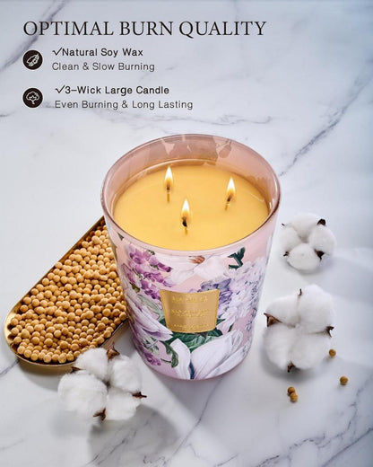 Große Duftkerze im Glas Tuberose Aroma 990g 150h - Geschenk für Frauen