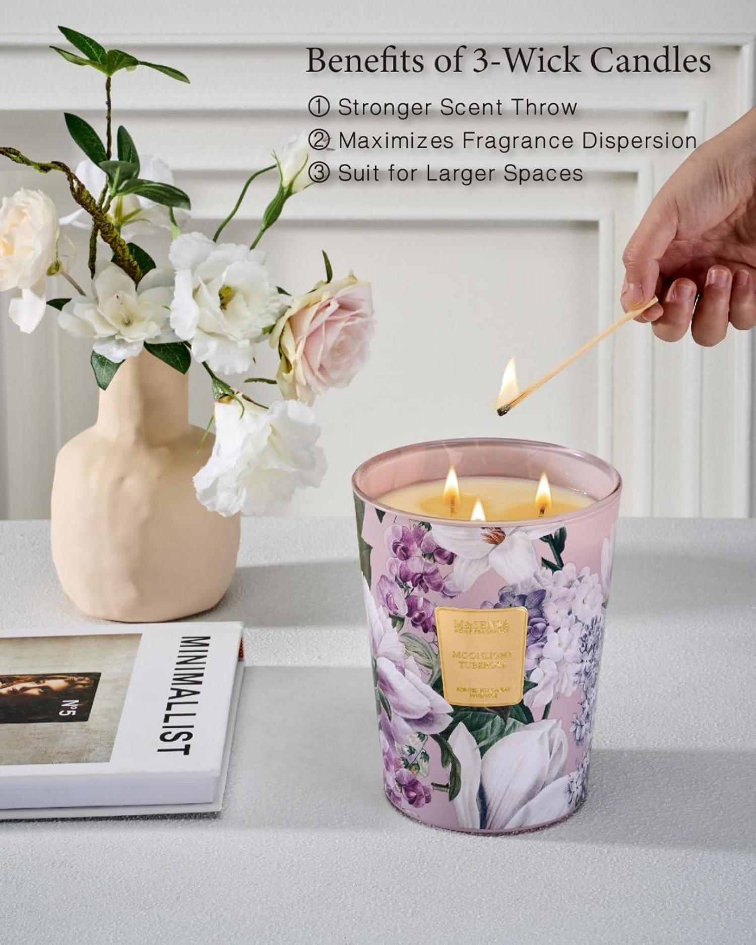 Duftkerze Tuberose 3 Dochte Glas Aromatherapie 990g 150h