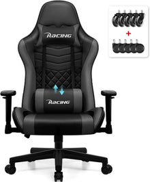 Gaming Stuhl mit Wippfunktion 170°, verstellbares Lendenkissen