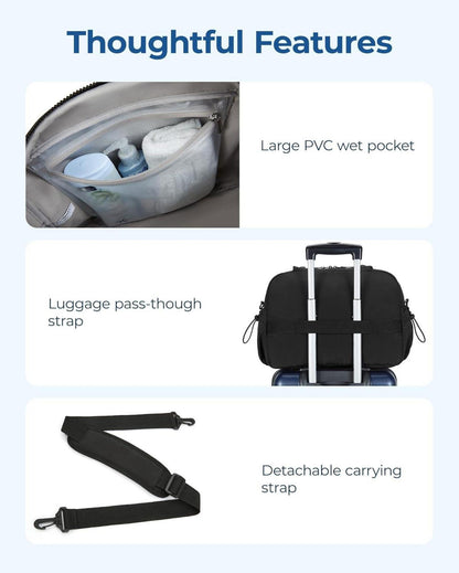 Bagsmart Puffer Reisetasche Schwarz 24l Wasserabweisend Fitness Sauna