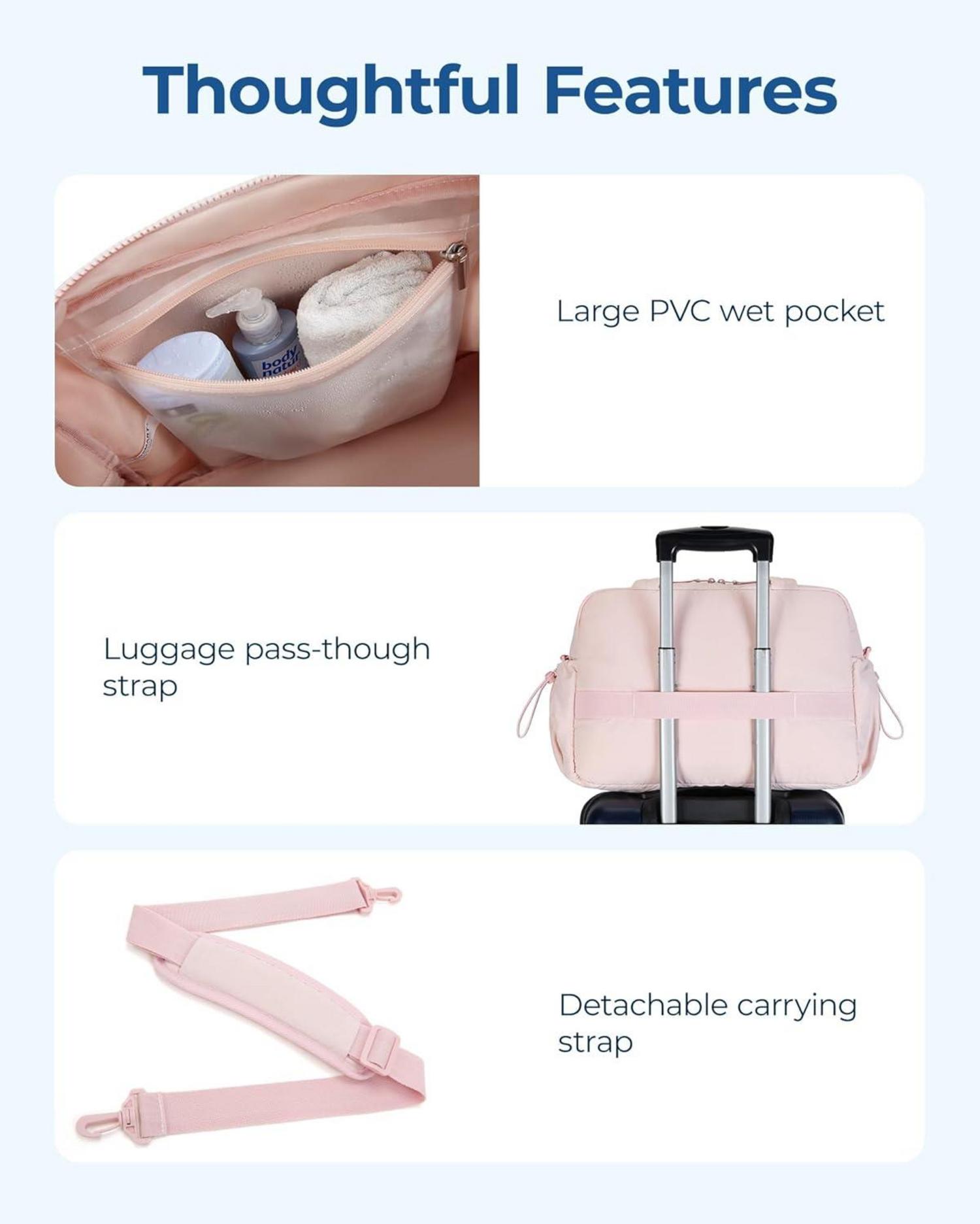 Sporttasche Damen 24l Weekender Wasserabweisend Fitness Rosa