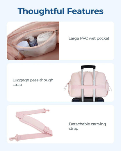 Sporttasche Damen 24l Weekender Wasserabweisend Fitness Rosa