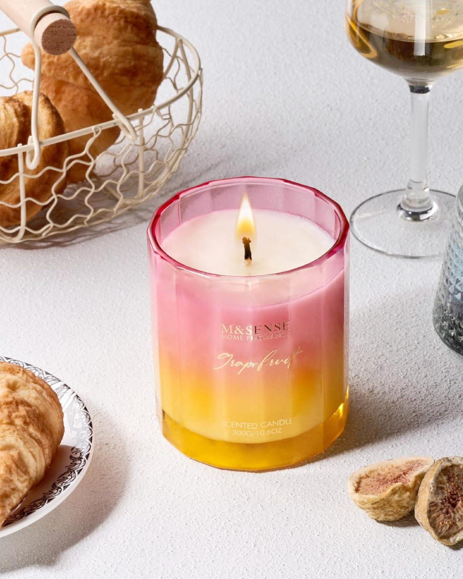 Grapefruit Duftkerze Glas 300g natürliche Sojakerze 60h Brenndauer