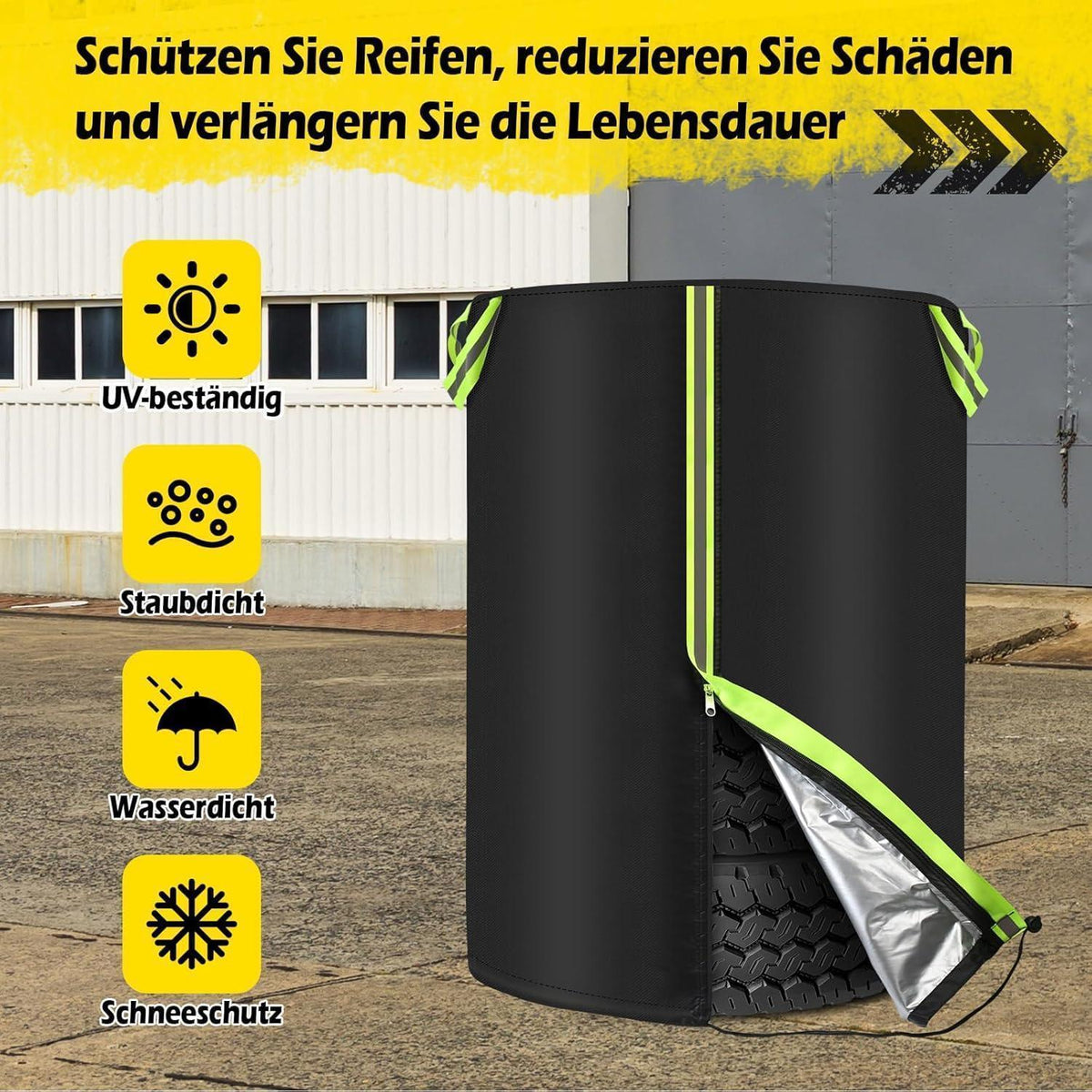Reifenabdeckung 80x117cm – Universal für 4 Reifen mit Reißverschluss