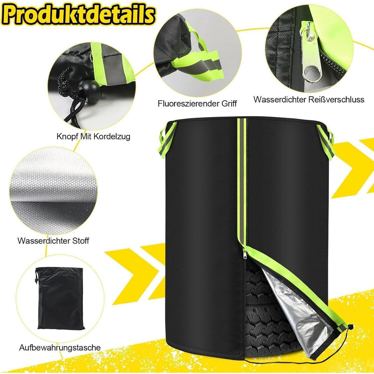 Reifenabdeckung 80x117cm – Universal für 4 Reifen mit Reißverschluss