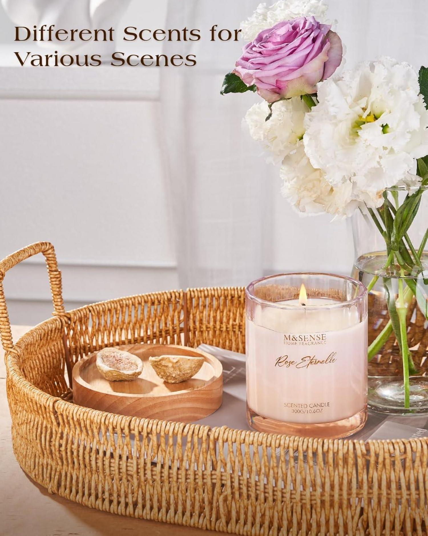 Rose Duftkerze 300g lange Brenndauer natürliche Wachskerze Aromatherapie