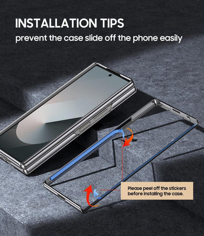 Hülle für Samsung Galaxy Z Fold 6, Magnetischer Scharnier-Schutz, Metallisch