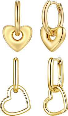 925 Sterling Silber Herz Ohrringe Gold beschichtete Creolen