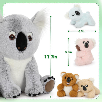 XXL Koala Kuscheltier mit Babys - Weiches Plüschtier für Kinder