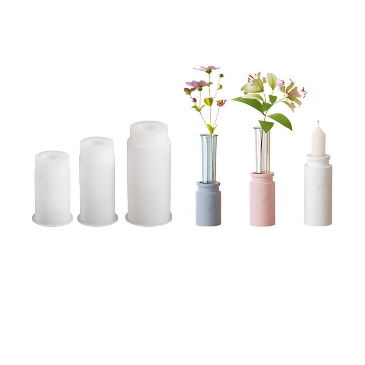 3x Mini Vase Silikonform für Kerzen & Epoxidharz