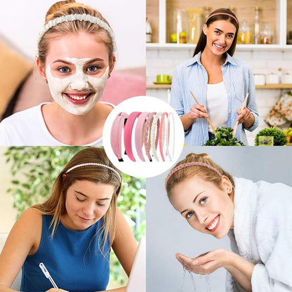 7er Set Haarreifen Damen verschiedene Modelle Perlen Stirnbänder Haarbänder